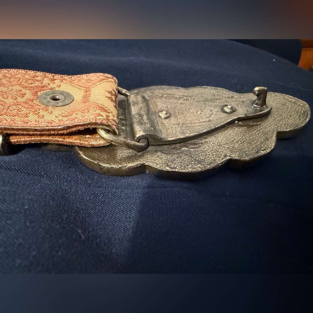 Vintage Cachè Leather Belt with Fabric Covering - Picture 6 of 10